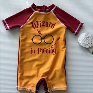 Harry Potter Wizard in Training Kids Rashguard - Red and Yellow 6-9 m